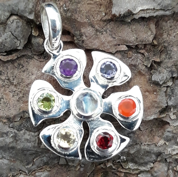 Natural Stones Round Chakra Pendant - Picture 1 of 8